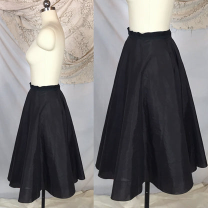Vintage 1950's Petticoat | Black Nylon with Tiered Red Ruffled Padding | Miss X, Saramae | Size MED - Daggers & Dames