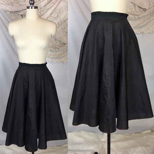 Vintage 1950's Petticoat | Black Nylon with Tiered Red Ruffled Padding | Miss X, Saramae | Size MED - Daggers & Dames