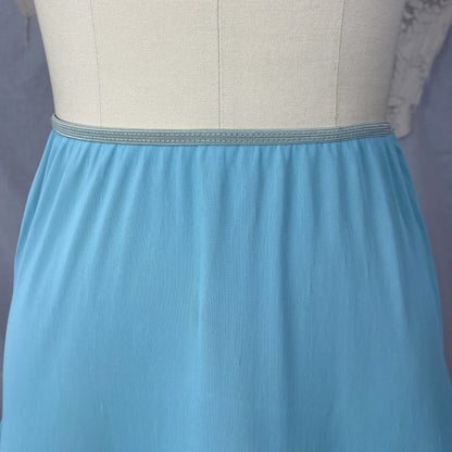Vintage 1950's Petticoat | Sky Blue Nylon with Lace Embroidery and Yellow Tulle Ruffles | Size XS, S - Daggers & Dames