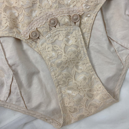 Vintage 1950's Playsuit | Fair Nude Nylon Floral Lace & Cotton with Button Closure | Size XS, S - Daggers & Dames