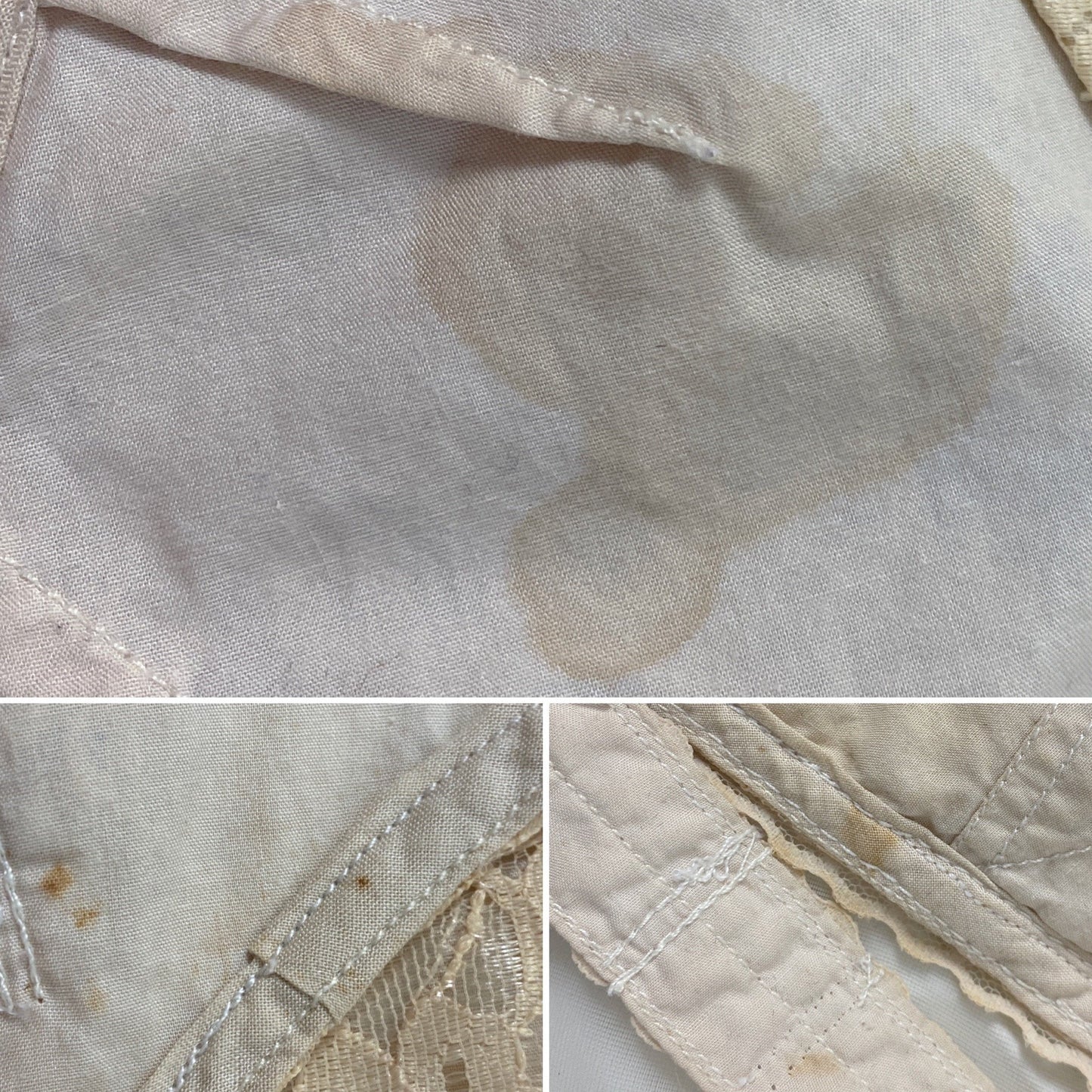 Vintage 1950's Playsuit | Fair Nude Nylon Floral Lace & Cotton with Button Closure | Size XS, S - Daggers & Dames