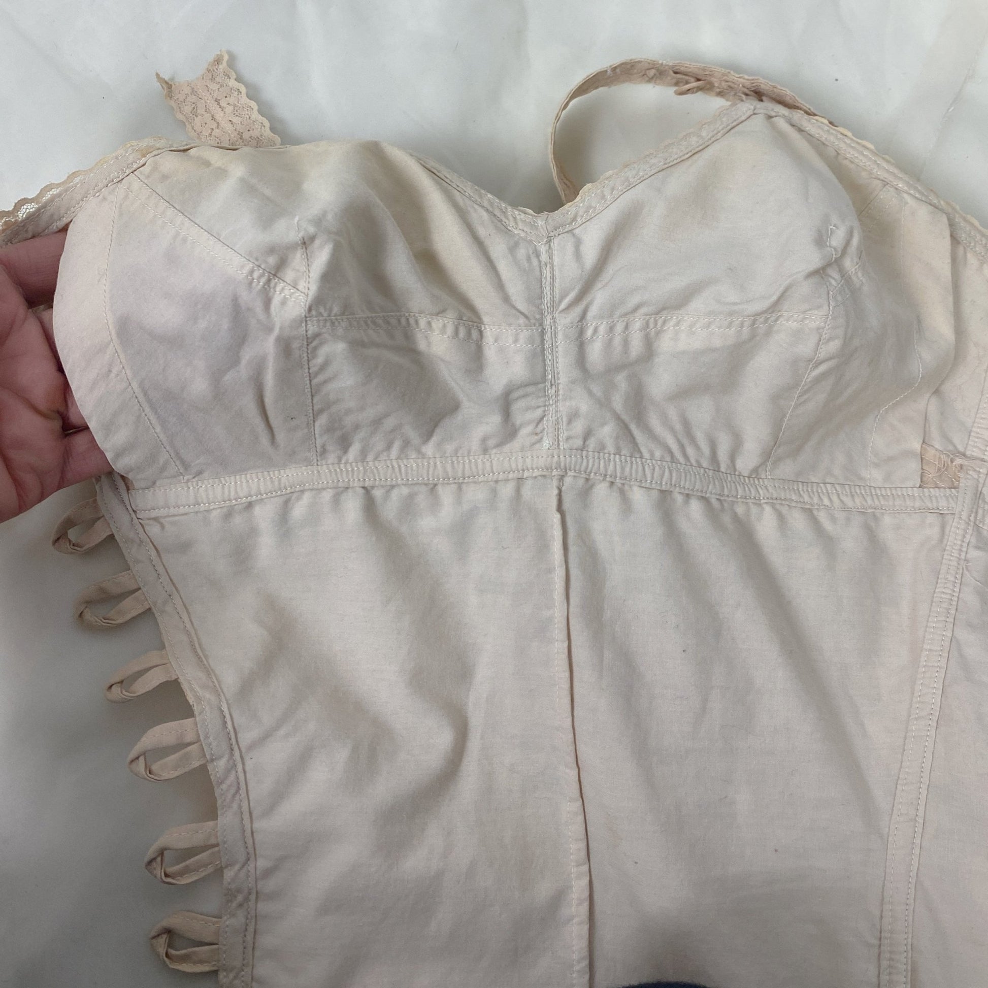 Vintage 1950's Playsuit | Fair Nude Nylon Floral Lace & Cotton with Button Closure | Size XS, S - Daggers & Dames