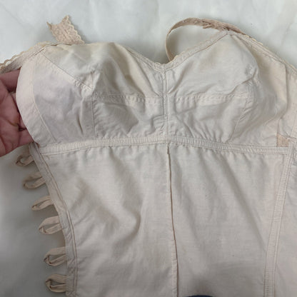 Vintage 1950's Playsuit | Fair Nude Nylon Floral Lace & Cotton with Button Closure | Size XS, S - Daggers & Dames