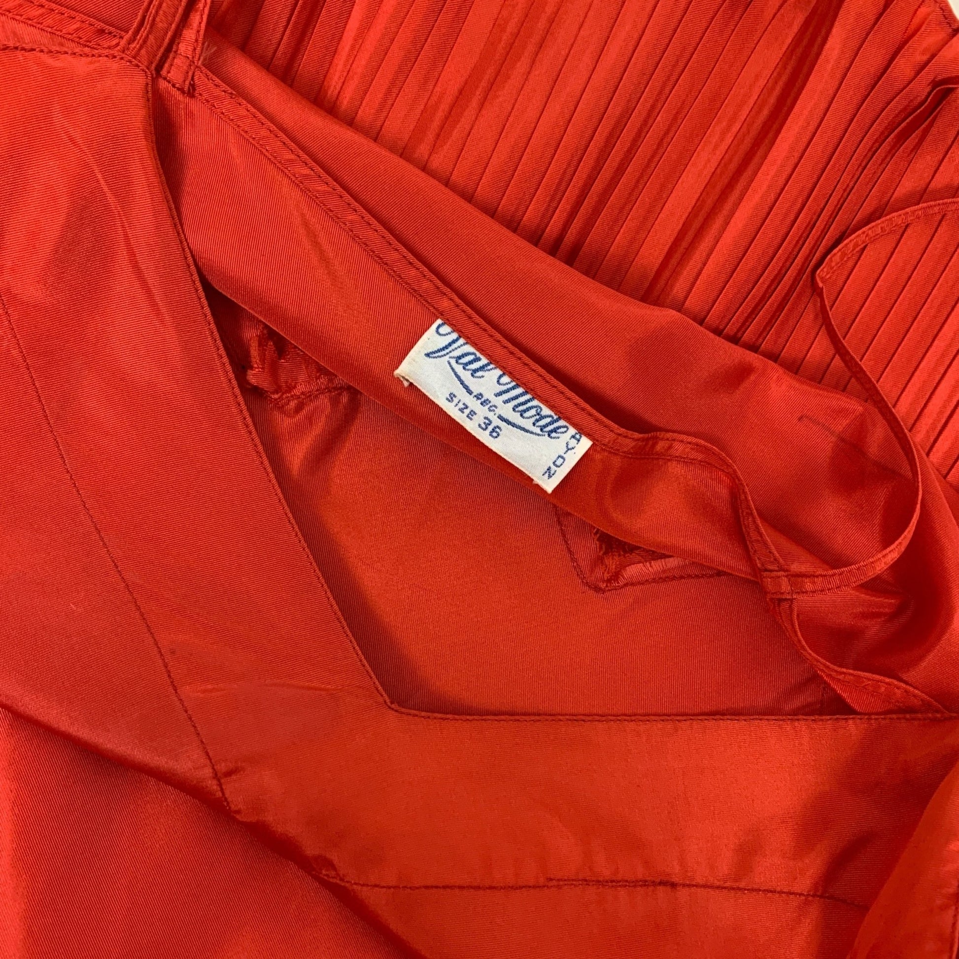 Vintage 1950's Slip | Bright Cherry Red Rayon with Crystal Pleat Hem | Size M, LG | Val Mode - Never Worn - Daggers & Dames