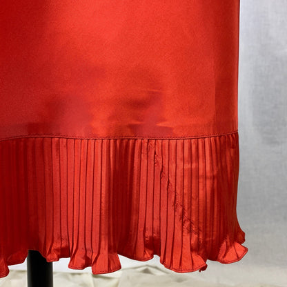 Vintage 1950's Slip | Bright Cherry Red Rayon with Crystal Pleat Hem | Size M, LG | Val Mode - Never Worn - Daggers & Dames