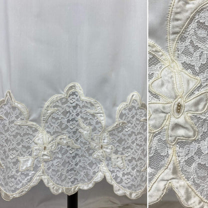 Vintage 1950's Slip | Bright White Nylon with Lace & Pearl Beading | Size 36-40 Bust, M/LG | Aristocraft, New with Tags - Daggers & Dames