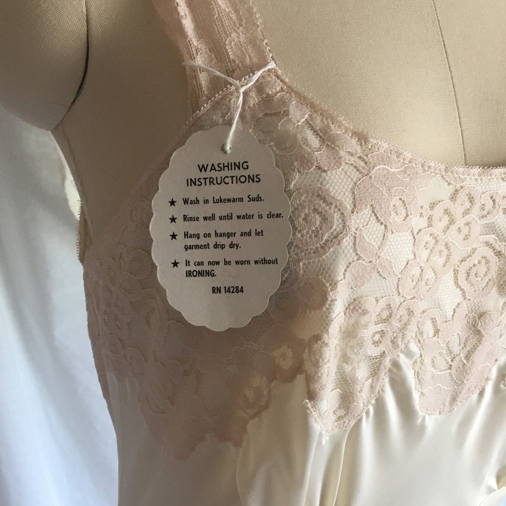 Vintage 1950's Slip | Ivory Dupont Nylon & Blush Pink Lace | New Old Stock | Lady Lynn | Slip Dress | Size SM - Daggers & Dames
