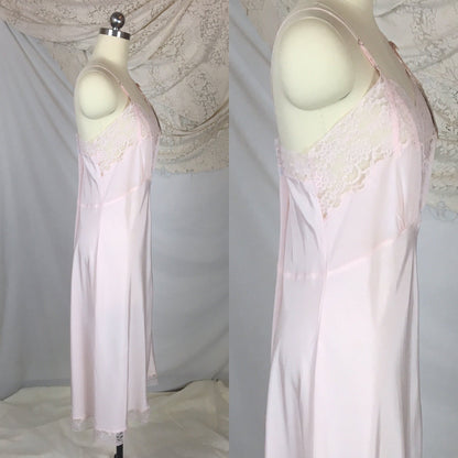 Vintage 1950's Slip | Palest Pink Acetate & Nylon Crepe with Lace | Barbara Lee -New with Tags | Size LG - Daggers & Dames