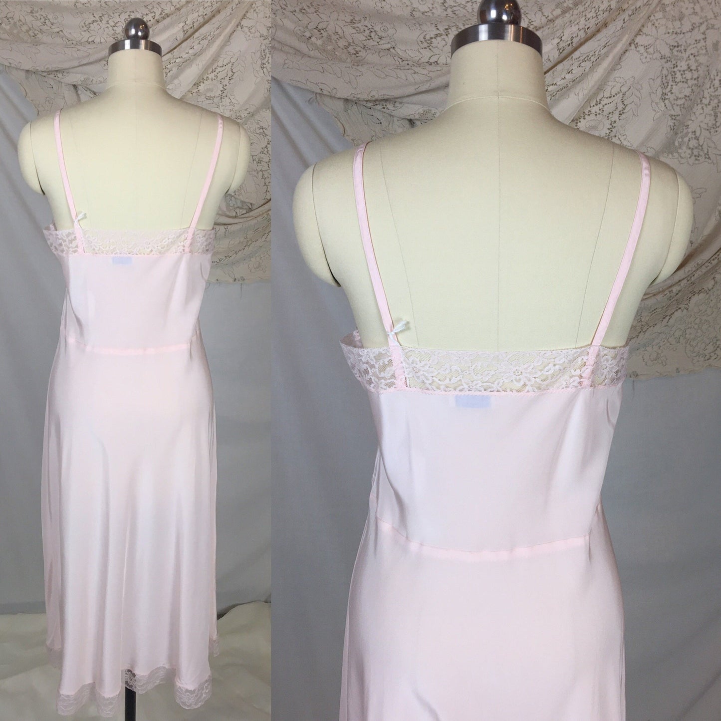 Vintage 1950's Slip | Palest Pink Acetate & Nylon Crepe with Lace | Barbara Lee -New with Tags | Size LG - Daggers & Dames