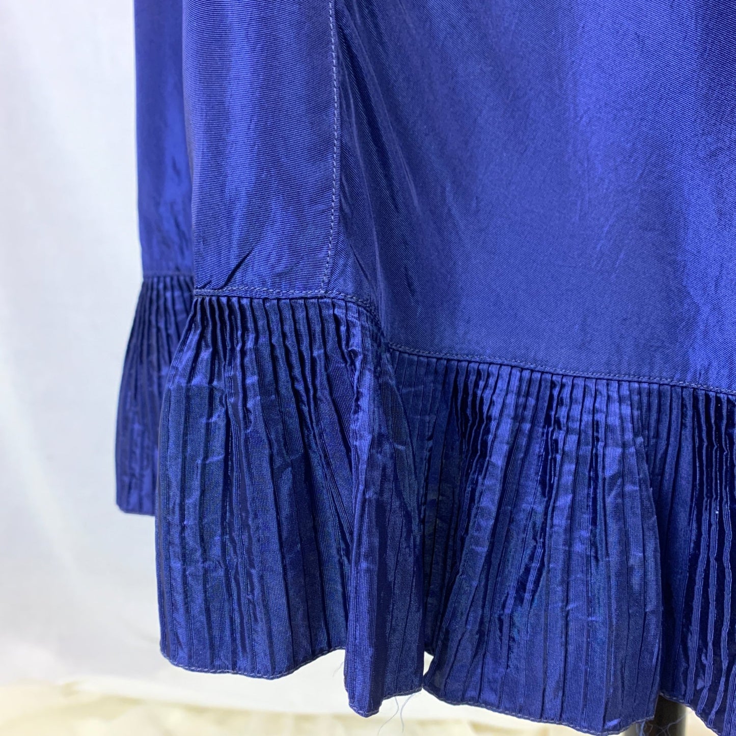 Vintage 1950's Slip | Rich Cobalt Blue Rayon with Crystal Pleat Hem | Size L, XL - Daggers & Dames