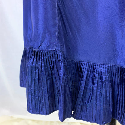 Vintage 1950's Slip | Rich Cobalt Blue Rayon with Crystal Pleat Hem | Size L, XL - Daggers & Dames