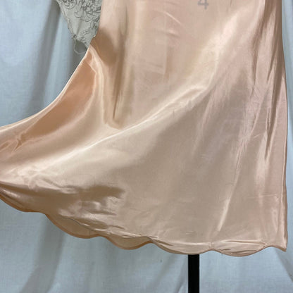 Vintage 1950's Slip | Rich Mauve Acetate with Gold Embroidery & Scalloped Hem | Size LG, XLG | Never Worn - Daggers & Dames