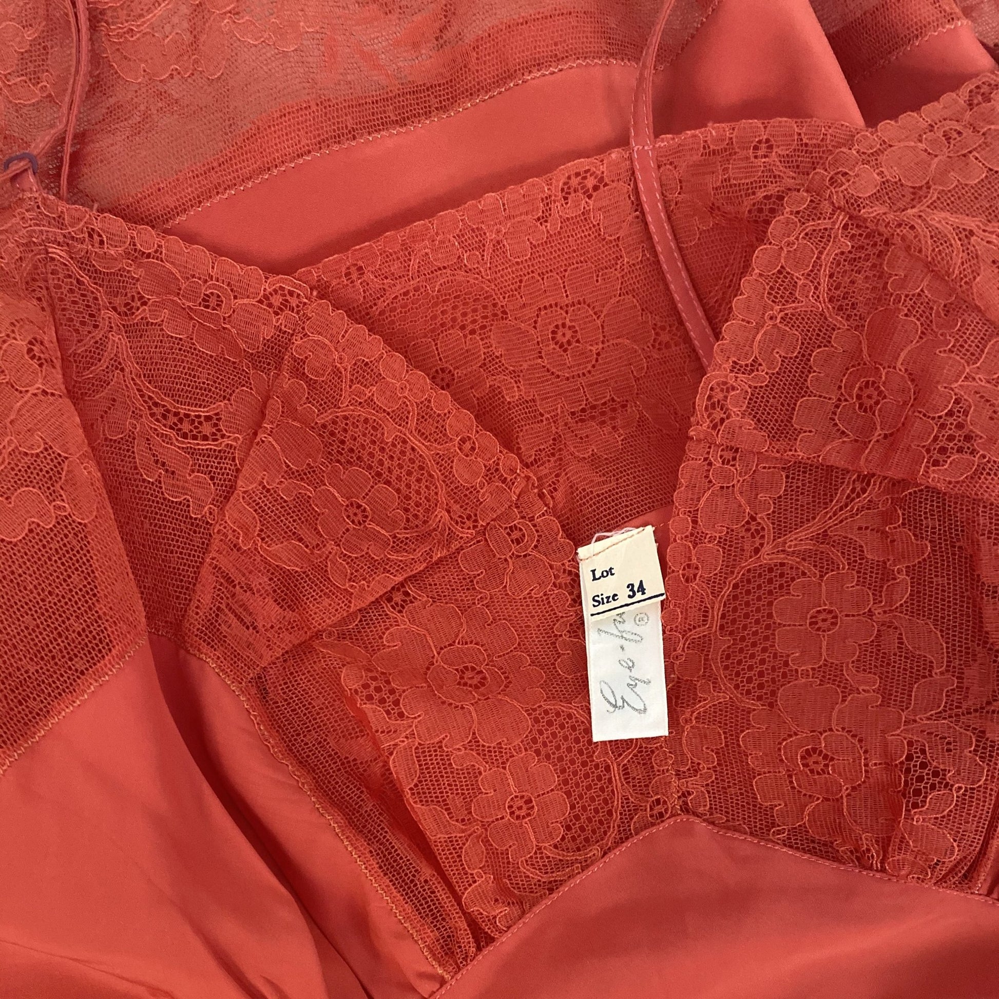 Vintage 1950's Slip | Scarlet Red Rayon with Floral Lace | Size S | Eye-Ful -Never Worn - Daggers & Dames