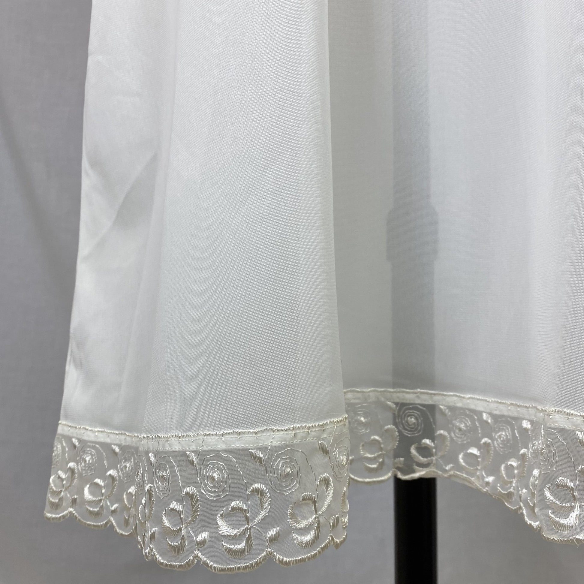 Vintage 1950's Slip | Sheer White Nylon with Floral Embroidered Chiffon | Size 34 Bust, S | Pembrook, Never Worn - Daggers & Dames