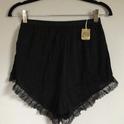 Vintage 1950's Tap Pants Panties | Black Rayon with Eyelet Lace | New Old Stock | Size SM/M - Daggers & Dames