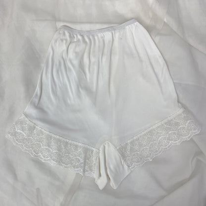 Vintage 1950's Tap Pants | White Acetate with Embroidered Chiffon | Size XS, S | Plymouth - Daggers & Dames