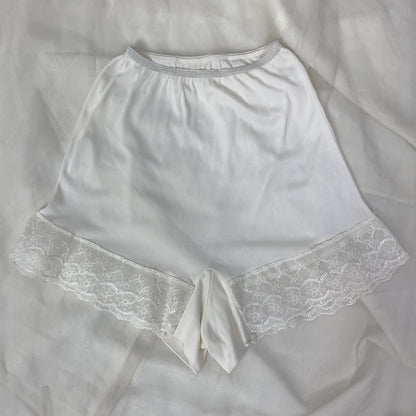 Vintage 1950's Tap Pants | White Acetate with Embroidered Chiffon | Size XS, S | Plymouth - Daggers & Dames