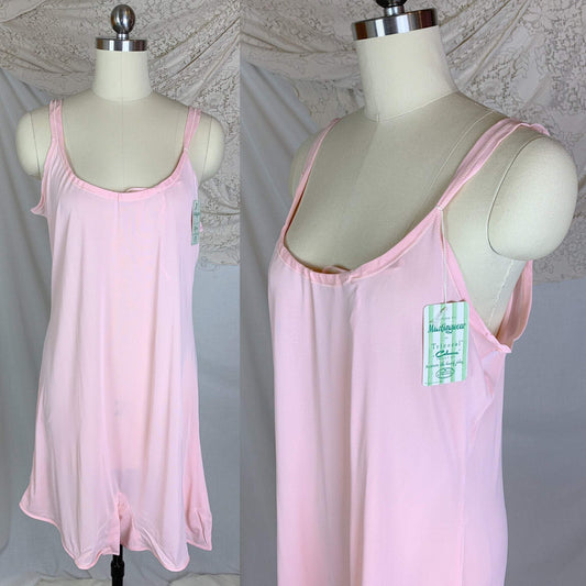 Vintage 1950's Teddy Romper | Silky Bubblegum Pink Celanese with Adjustable Chest | Munsingwear -New with Tags | Size XL - Daggers & Dames