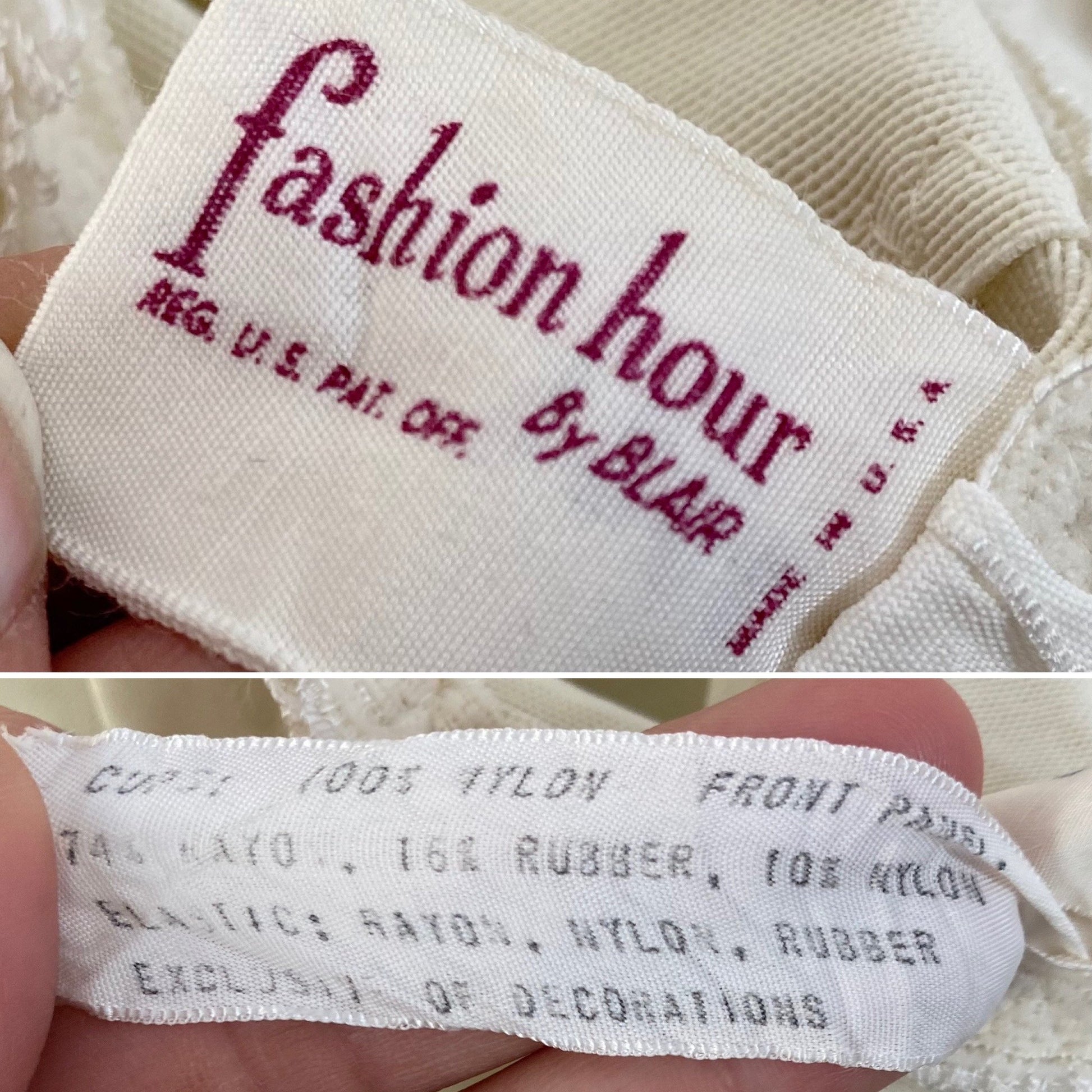 Vintage 1960's All in One Girdle | Creamy White Elastic Power Mesh & Lace with Rayon Satin Stripes | Size 34-36, S | Fashion Hour by Blair - Daggers & Dames
