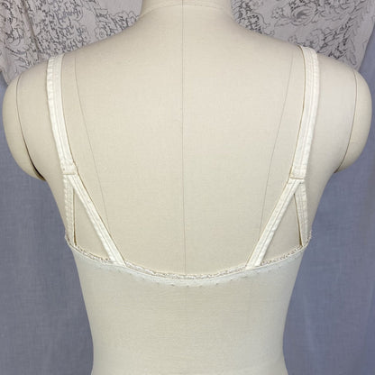 Vintage 1960's All in One Girdle | Creamy White Elastic Power Mesh & Lace with Rayon Satin Stripes | Size 34-36, S | Fashion Hour by Blair - Daggers & Dames