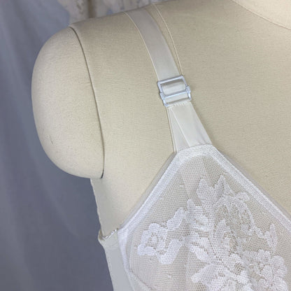 Vintage 1960's All in One Girdle | Pale Yellow & White Lycra Double Tulip Control with Bullet Cups | Size 34 B, S | Vanity Fair - Daggers & Dames