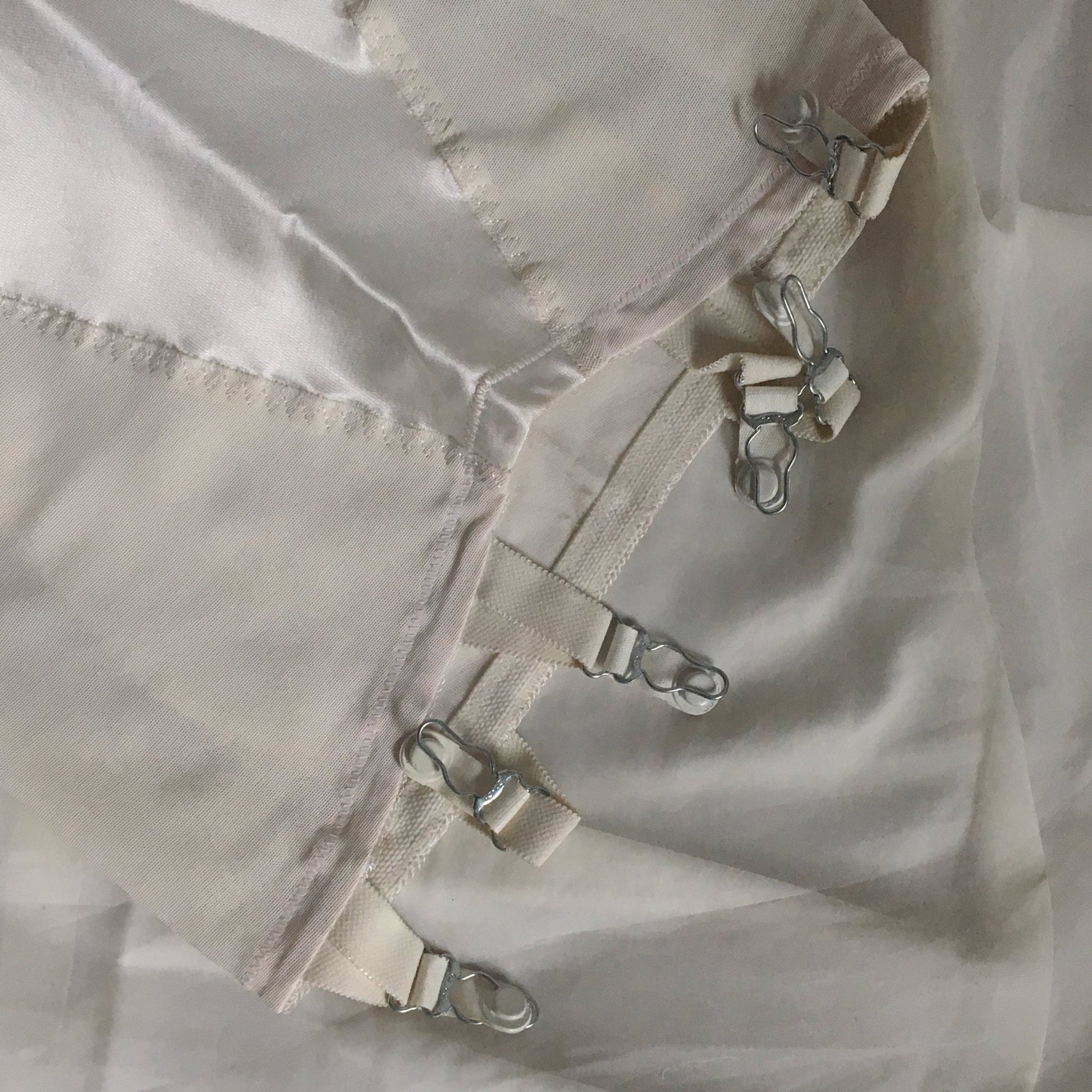 Vintage 1960's All in One Girdle | White Acetate Satin with Lace | Bien Jolie, Sheer Joy | Size XS, S, M - Daggers & Dames