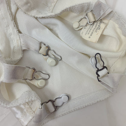 Vintage 1960's All in One Girdle | White Nylon Satin & Lace with Spandex Panels | Size 38 B, LG XL | Smoothie Controleur - Daggers & Dames