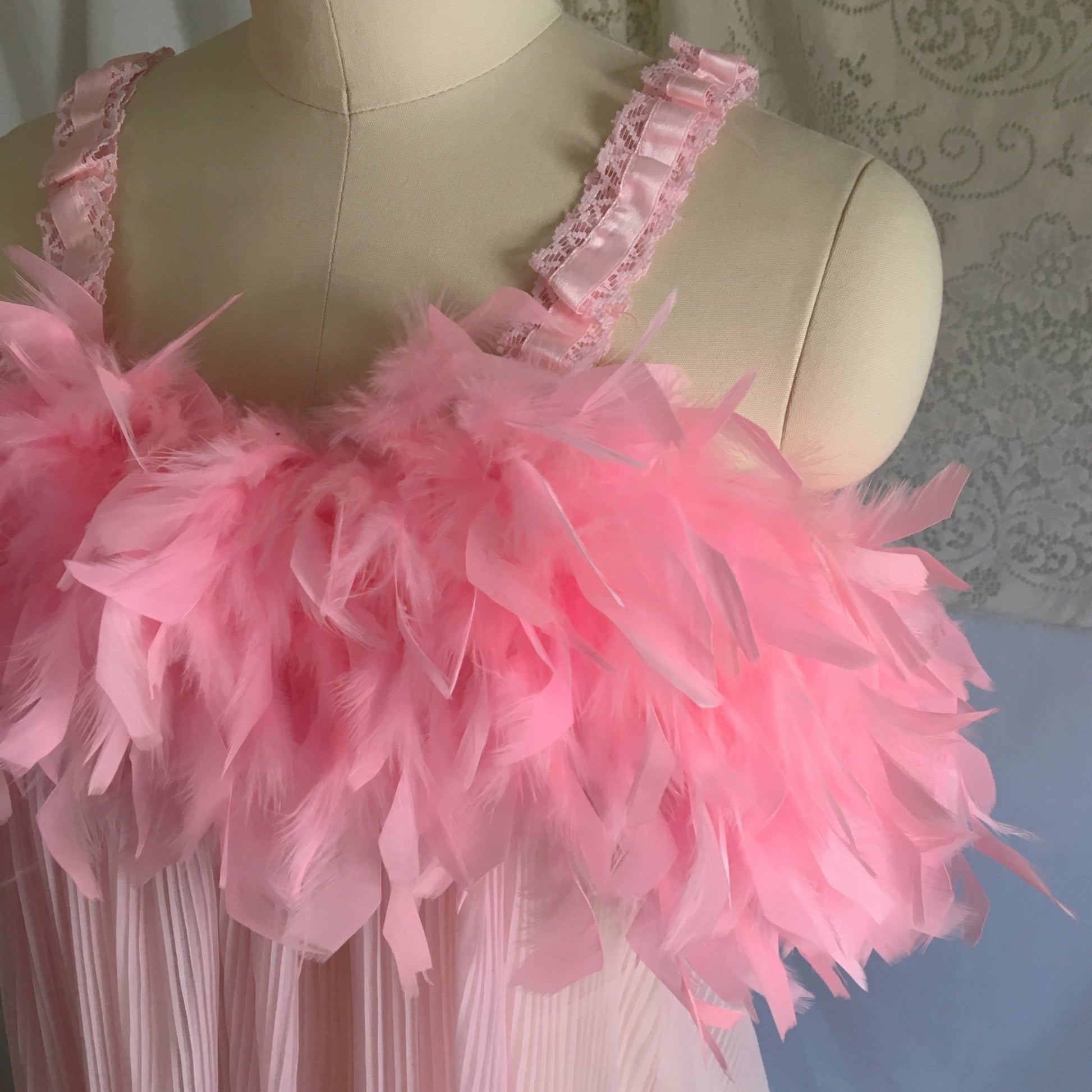 Vintage 1960's Babydoll Nightie | Bubblegum Pink Nylon with Feathered Bodice | Size S - Daggers & Dames