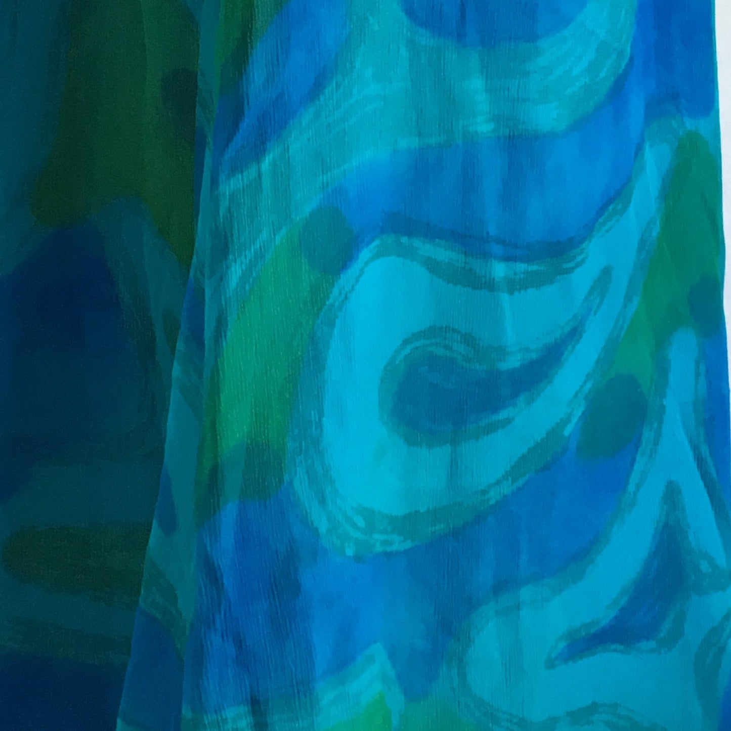 Vintage 1960's Dress | Blue and Green Silk Chiffon with Taffeta | Trapeze Dress | New Old Stock | Size SM - Daggers & Dames