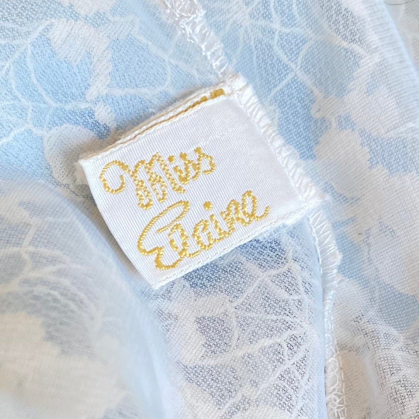 Vintage 1960's Dressing Gown Robe | Baby Blue Nylon with Ivory Spiderweb Lace | Size XS, S | Miss Elaine - Daggers & Dames