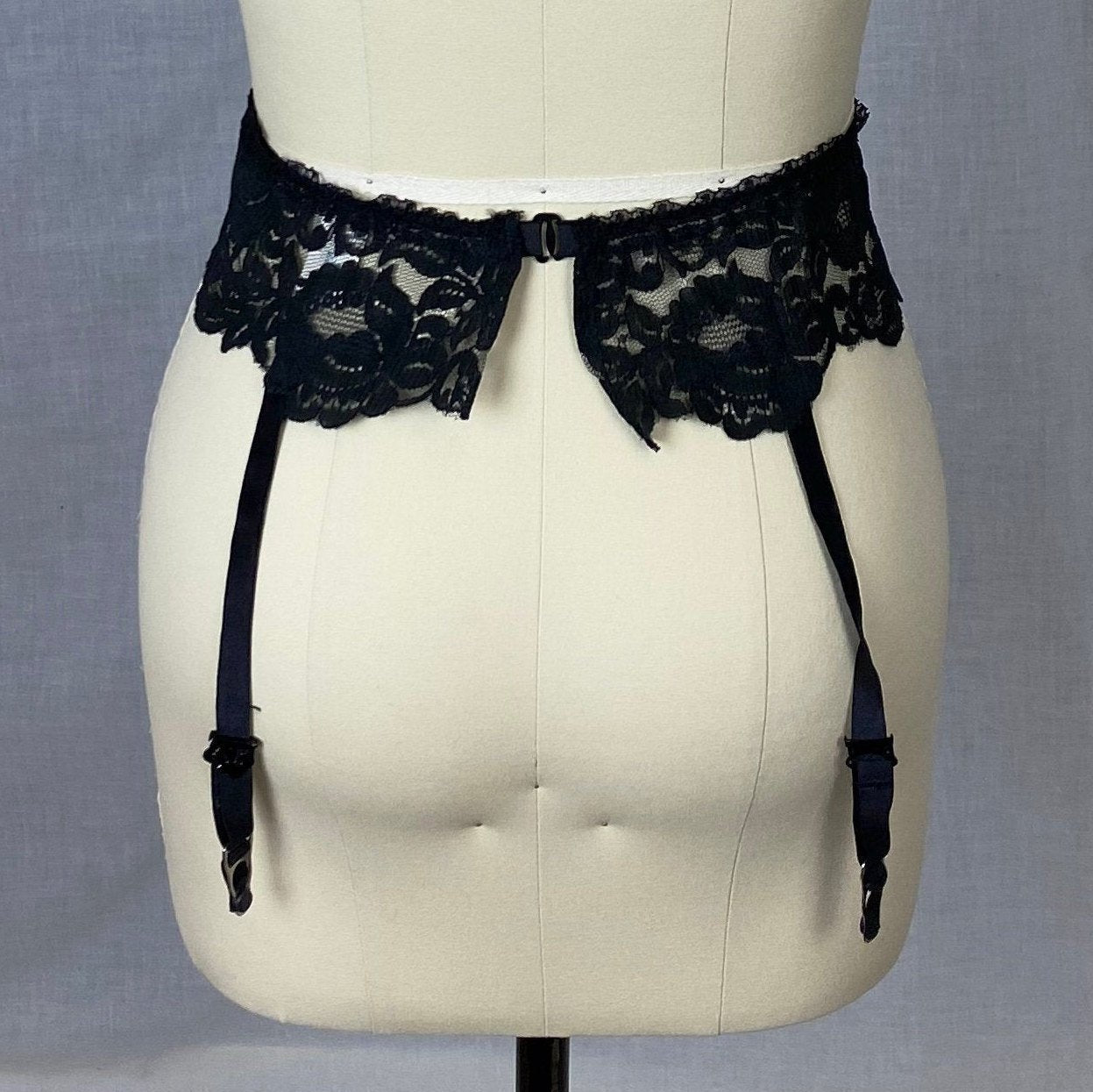 Vintage 1960's Garter Belt | Black Nylon Lace with Red Satin Bows | Size S, M | Frederick's of Hollywood - Daggers & Dames