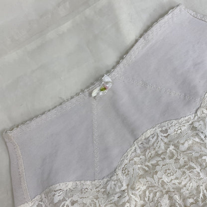 Vintage 1960's Garter Panties | White Nylon Floral Lace with Power Mesh & Detachable Garters | Size XS, S - Daggers & Dames