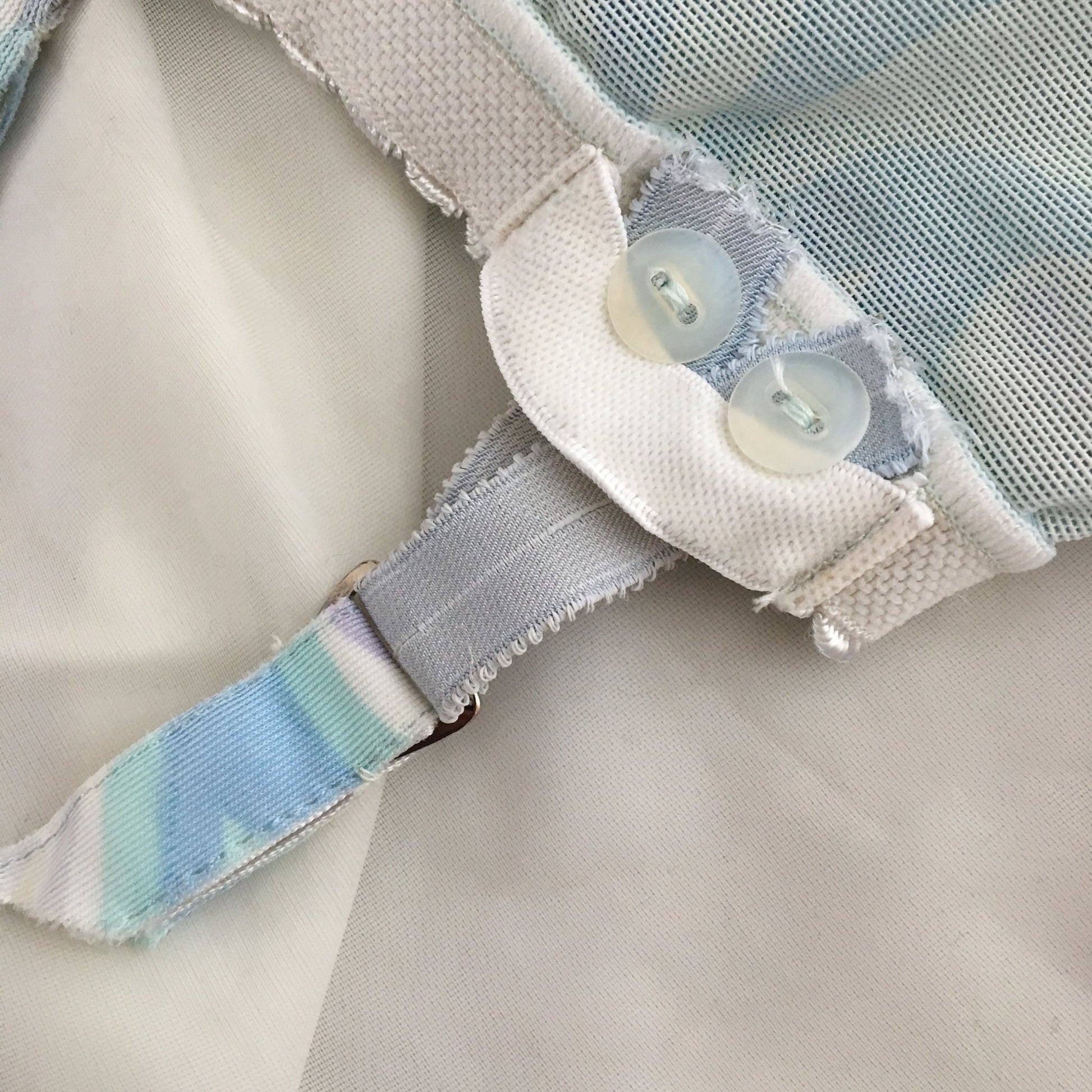 Vintage 1960's Girdle | Blue, Green, & Purple Swirl Pattern with Detachable Trolley Garters | AUBADE, Paris | Size XS, S, M - Daggers & Dames
