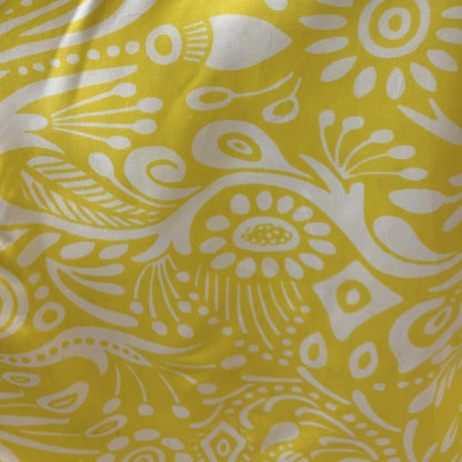 Vintage 1960's Jumpsuit | Lemon Yellow Nylon Satin with White Tribal Print | Size XS, S | Ema - Acapulco - Daggers & Dames