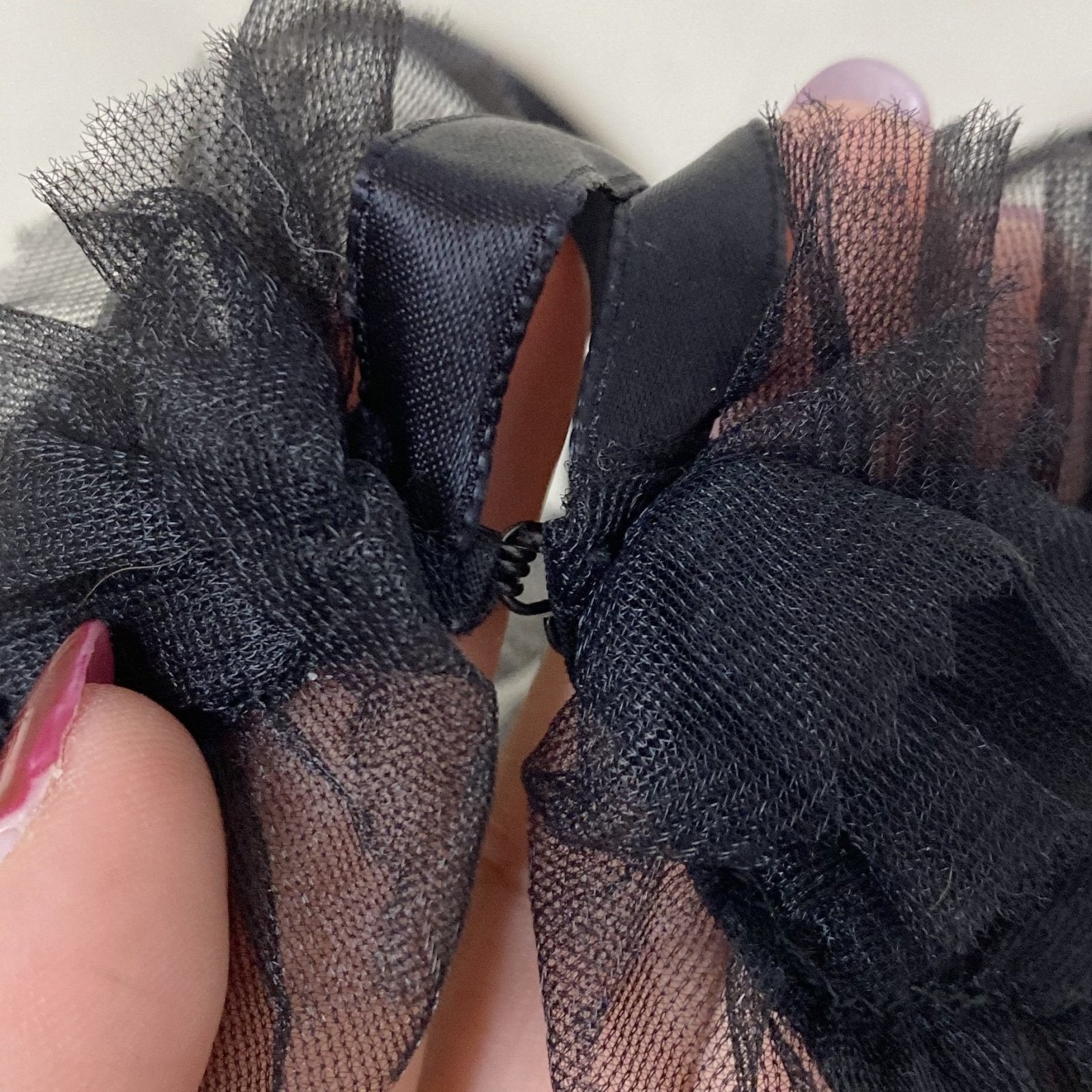 Vintage 1960's Lingerie Set | Sheer Ruffled Black Nylon Chiffon Shelf Bra & Crotchless Panty | Size XS, S, M | Never Worn - Daggers & Dames