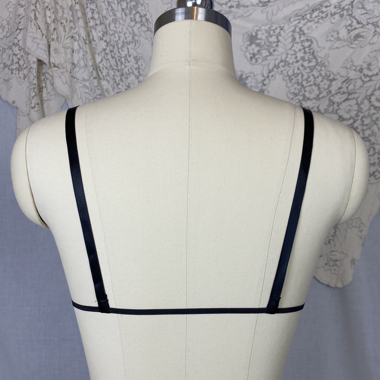 Vintage 1960's Lingerie Set | Sheer Ruffled Black Nylon Chiffon Shelf Bra & Crotchless Panty | Size XS, S, M | Never Worn - Daggers & Dames