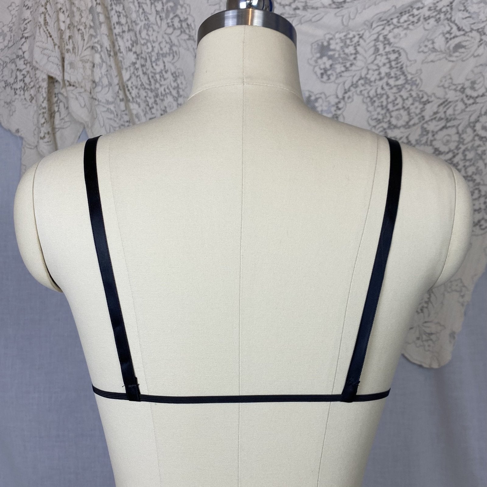 Vintage 1960's Lingerie Set | Sheer Ruffled Black Nylon Chiffon Shelf Bra & Crotchless Panty | Size XS, S, M | Never Worn - Daggers & Dames