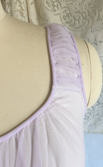 Vintage 1960's Nightgown | Lilac & Violet Purple Nylon Chiffon with Lace Appliques | Gilead | Size XS - S - Daggers & Dames