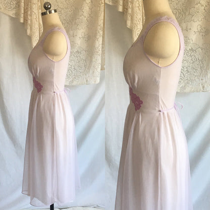 Vintage 1960's Nightgown | Lilac & Violet Purple Nylon Chiffon with Lace Appliques | Gilead | Size XS - S - Daggers & Dames