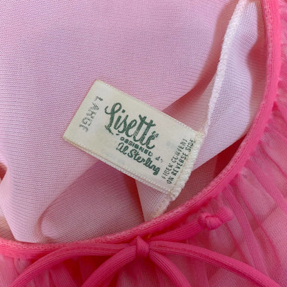 Vintage 1960's Nightgown & Peignoir Set | Bright Pink Nylon Chiffon with Ruffled Tulle Capelet | Size S, M, LG | Lisette by Al Sterling - Daggers & Dames