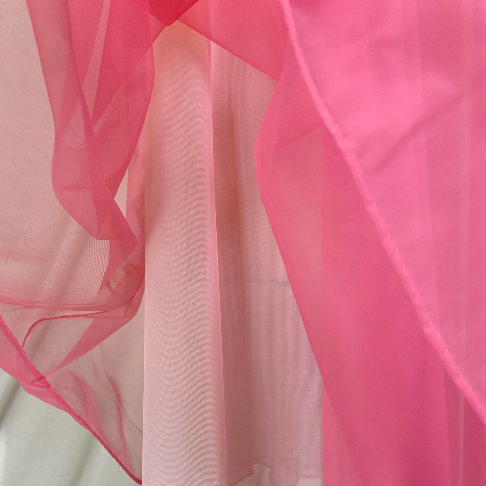 Vintage 1960's Nightgown & Peignoir Set | Bright Pink Nylon Chiffon with Ruffled Tulle Capelet | Size S, M, LG | Lisette by Al Sterling - Daggers & Dames