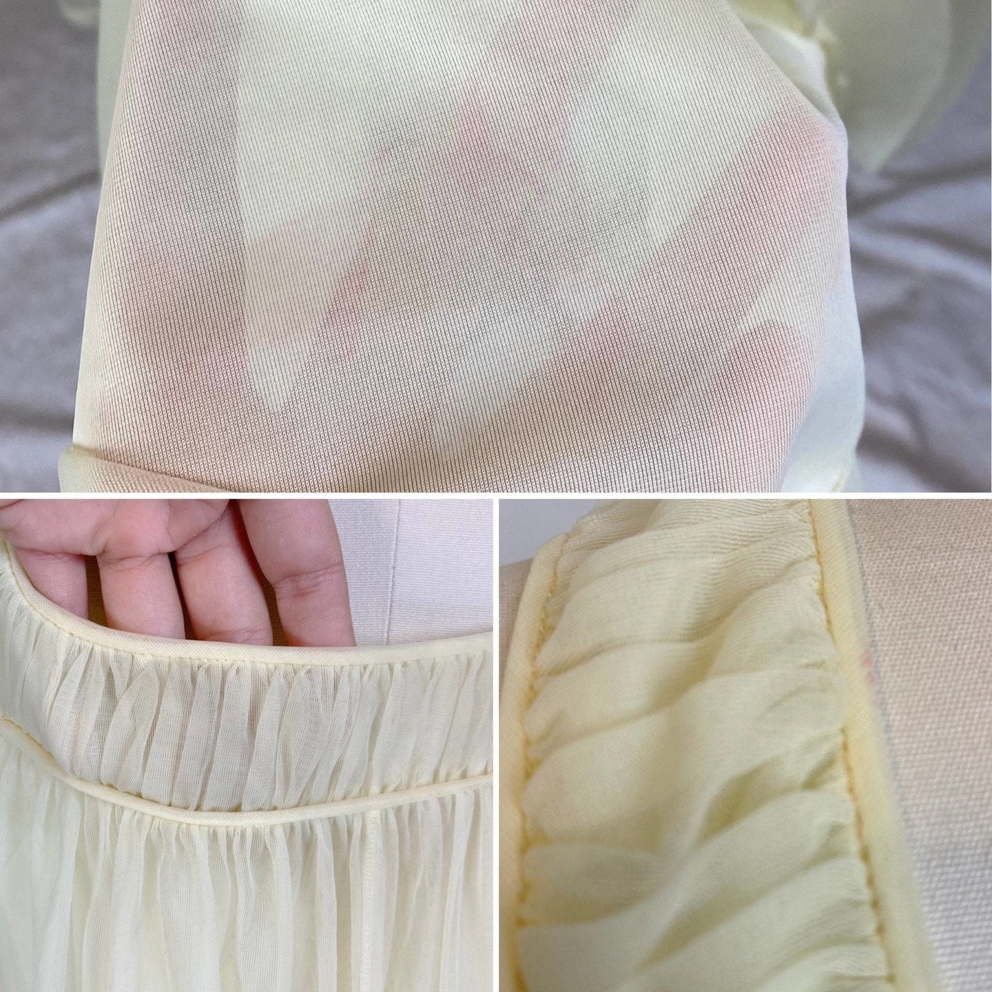 Vintage 1960's Nightgown & Peignoir Set | Pale Pastel Yellow Nylon Chiffon with Ruffles | Size XS, S | Virginia Wallace - Daggers & Dames