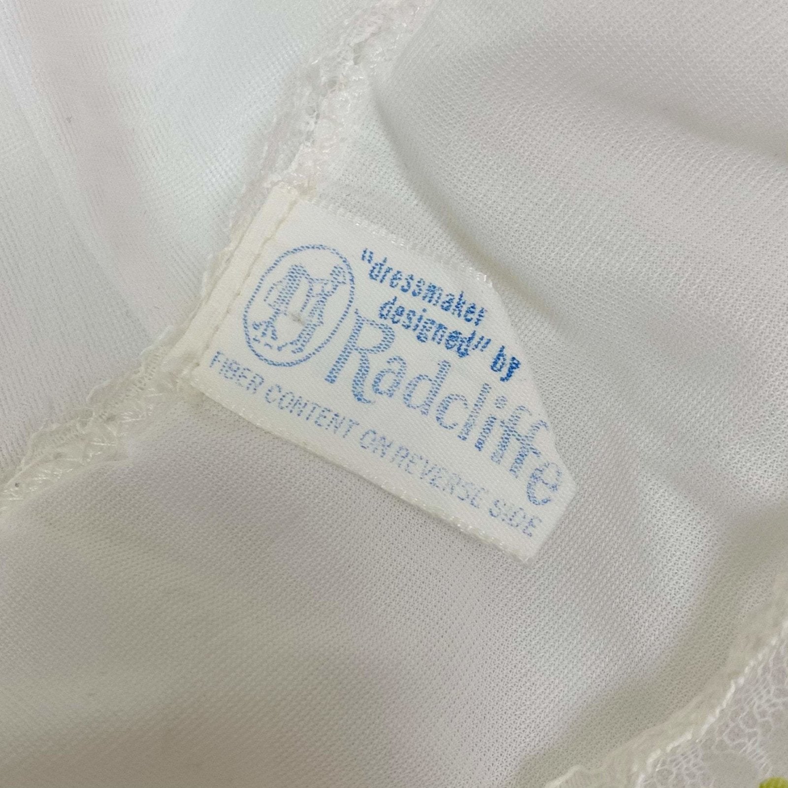 Vintage 1960's Nightgown | Sheer White Nylon Chiffon with Blue Ribbon Rosettes | Size XS, S | Radcliffe - Daggers & Dames
