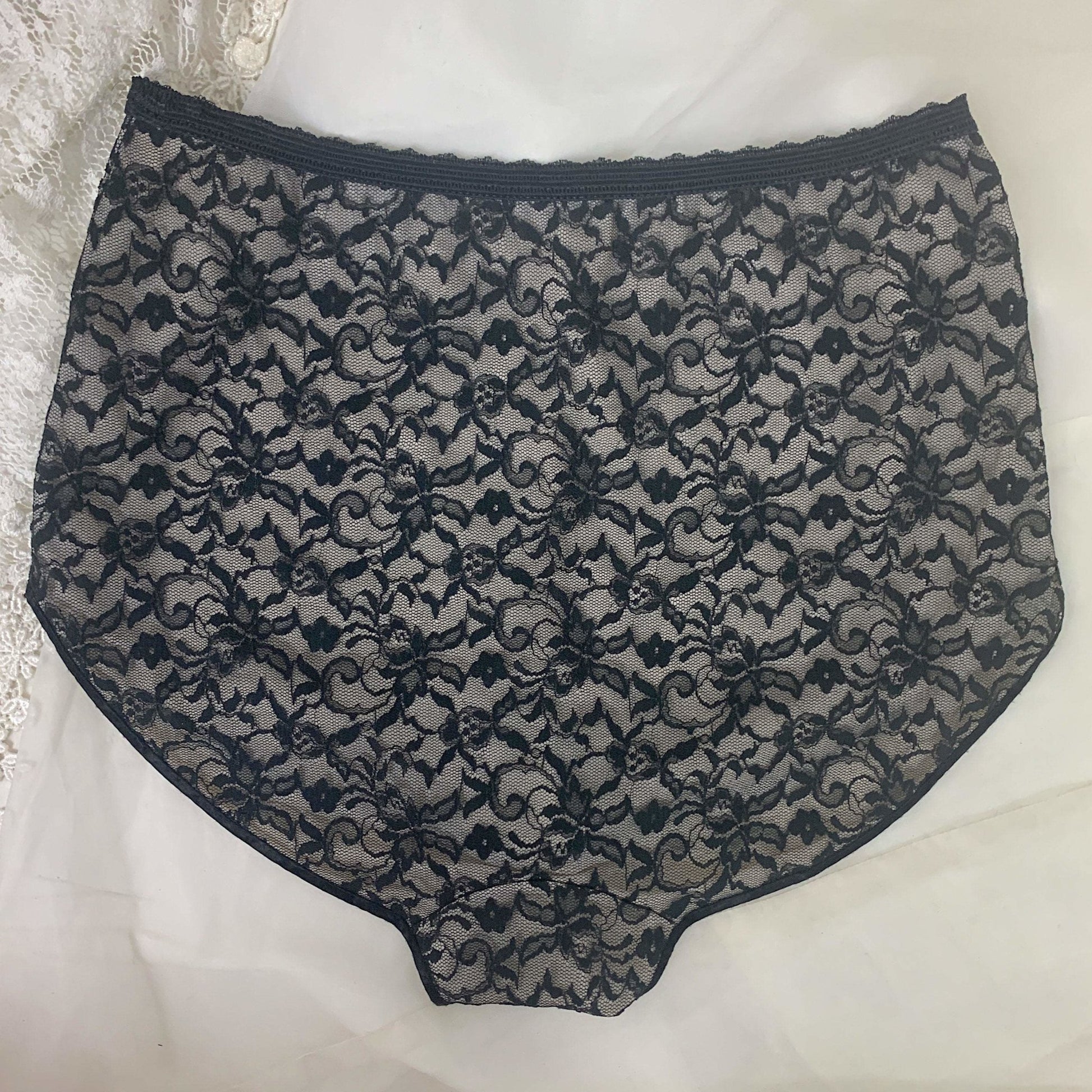 Vintage 1960's Pajama Set | Black Floral Lace over White Nylon with Frog Buttons | Size S | Glydon's of Hollywood - Daggers & Dames