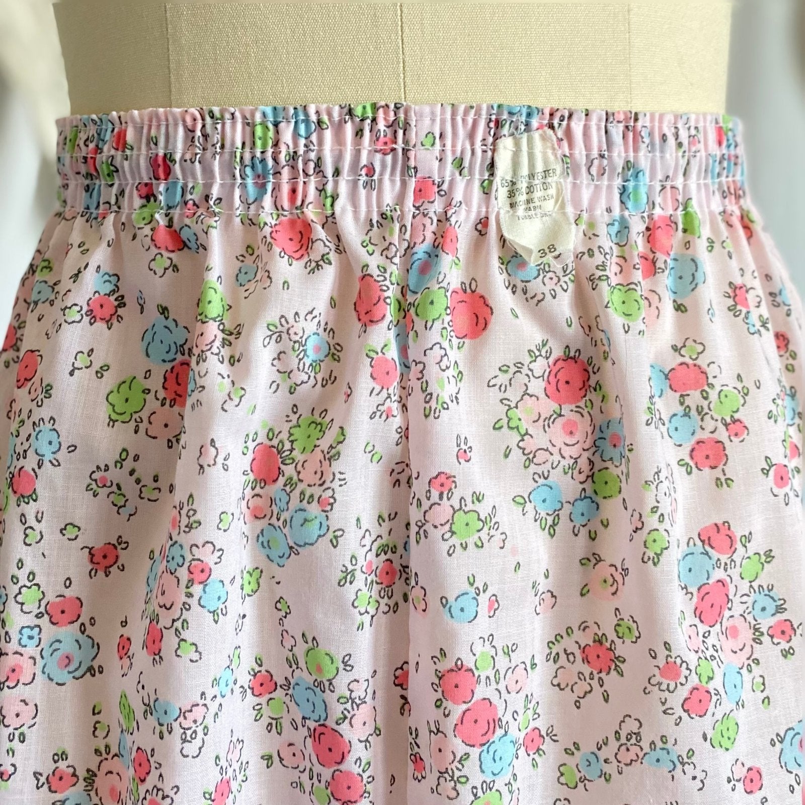Vintage 1960's Pajama Set | Pale Petal Pink Cotton with Watercolor Floral Print | Size M, LG | Tommies - Daggers & Dames