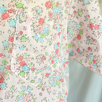 Vintage 1960's Pajama Set | Pale Petal Pink Cotton with Watercolor Floral Print | Size M, LG | Tommies - Daggers & Dames