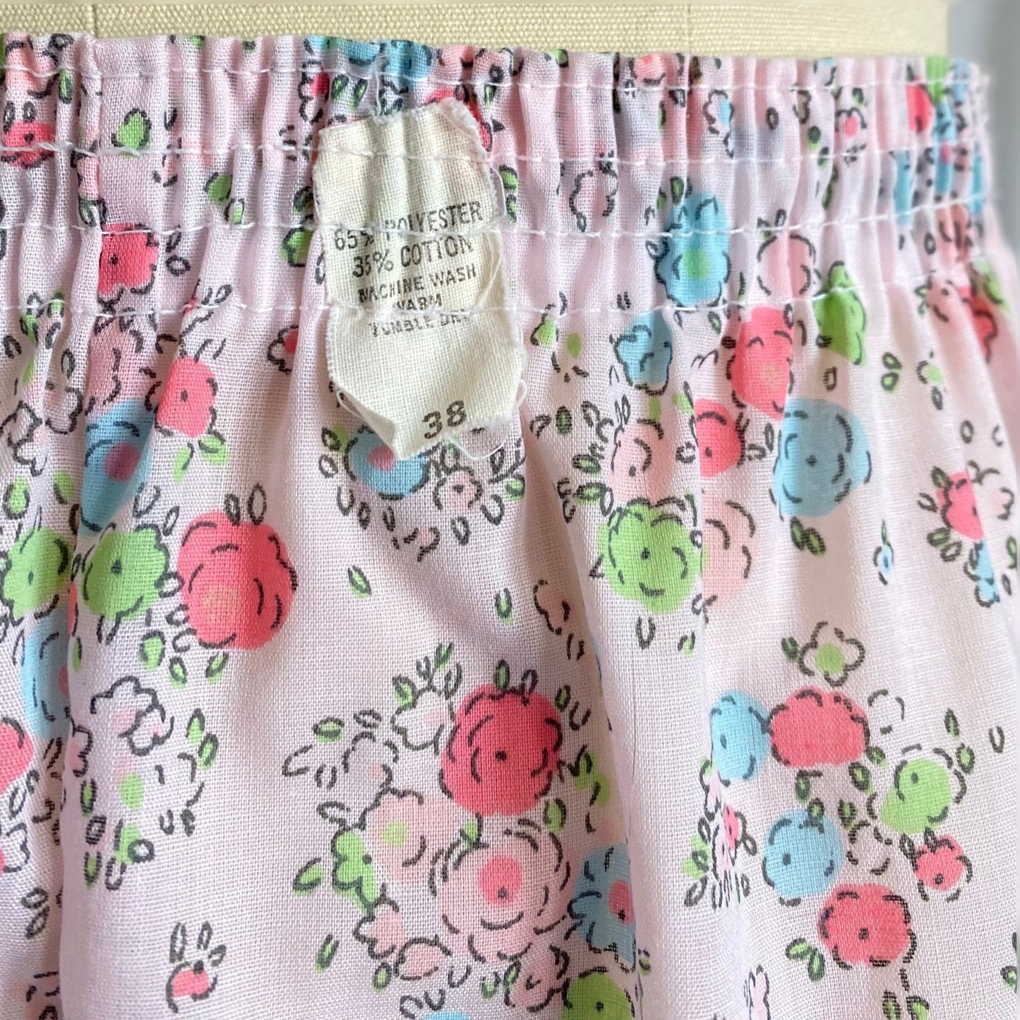 Vintage 1960's Pajama Set | Pale Petal Pink Cotton with Watercolor Floral Print | Size M, LG | Tommies - Daggers & Dames