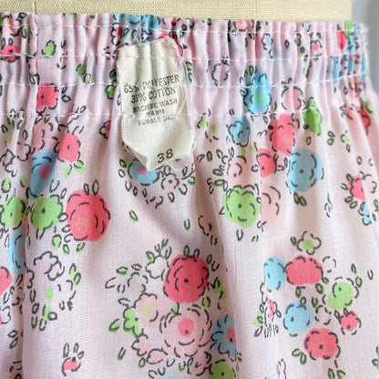 Vintage 1960's Pajama Set | Pale Petal Pink Cotton with Watercolor Floral Print | Size M, LG | Tommies - Daggers & Dames