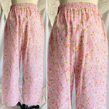 Vintage 1960's Pajama Set | Unworn Bright Floral Print Cotton with Mandarin Collar | Size M, LG | Lady No Belt, Formfit Rogers - Daggers & Dames