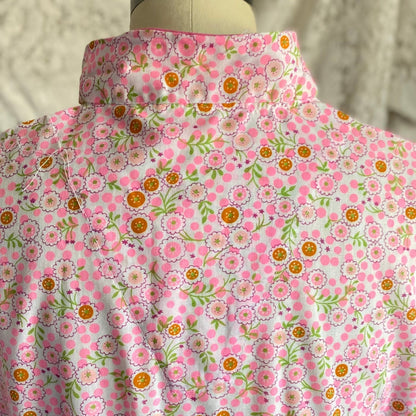Vintage 1960's Pajama Set | Unworn Bright Floral Print Cotton with Mandarin Collar | Size M, LG | Lady No Belt, Formfit Rogers - Daggers & Dames